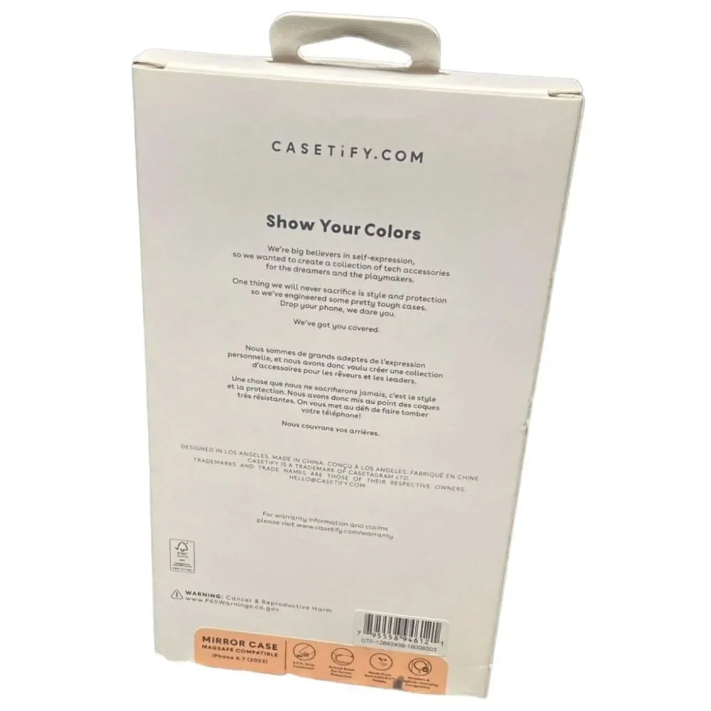 CASETiFY iPhone 15/14 Plus MagSafe Mirror Case Silver Black Bumper Cover NEW